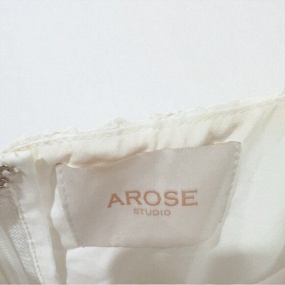 NWT Arose Studio Amber Square Neck Bow Tie Strap Floral Embroidered Midi Dress - Picture 4 of 7